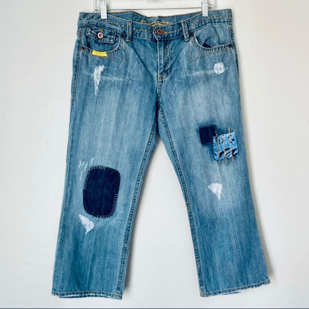 Old Navy Y2K Patchwork Capri Jeans Size 12